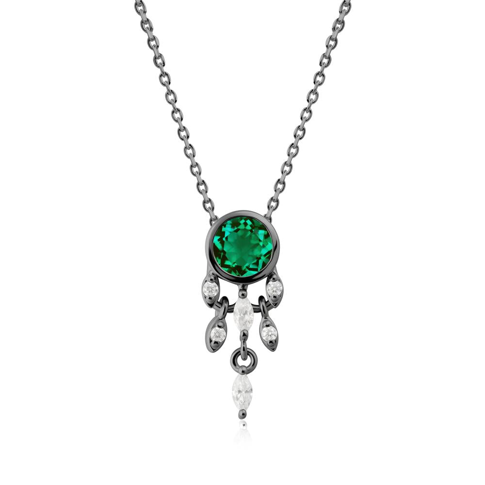Dreamcatcher Inspired Emerald Necklace - LUO Jewelry #metal_black finish sterling silver