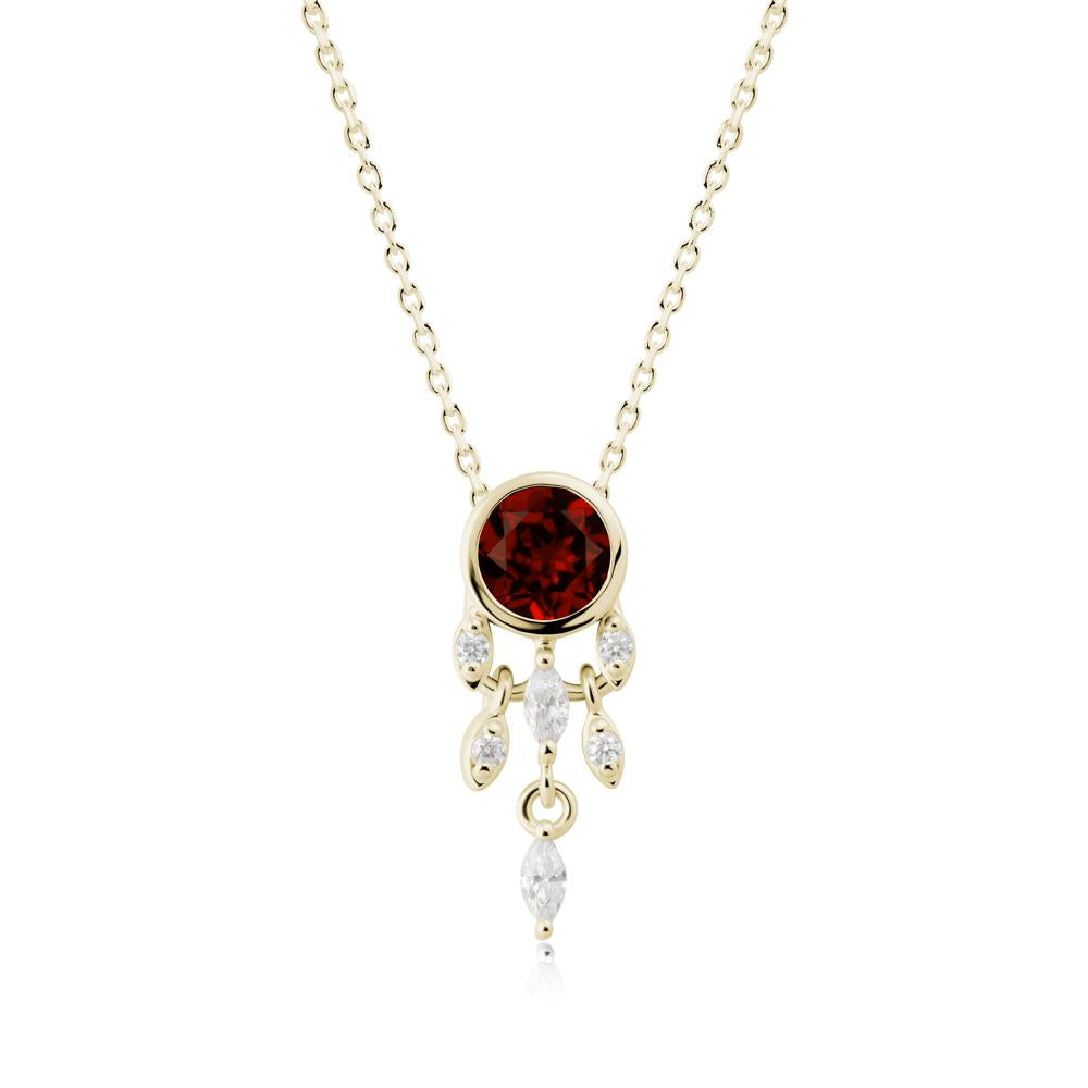 Dreamcatcher Inspired Garnet Necklace - LUO Jewelry #metal_14k yellow gold