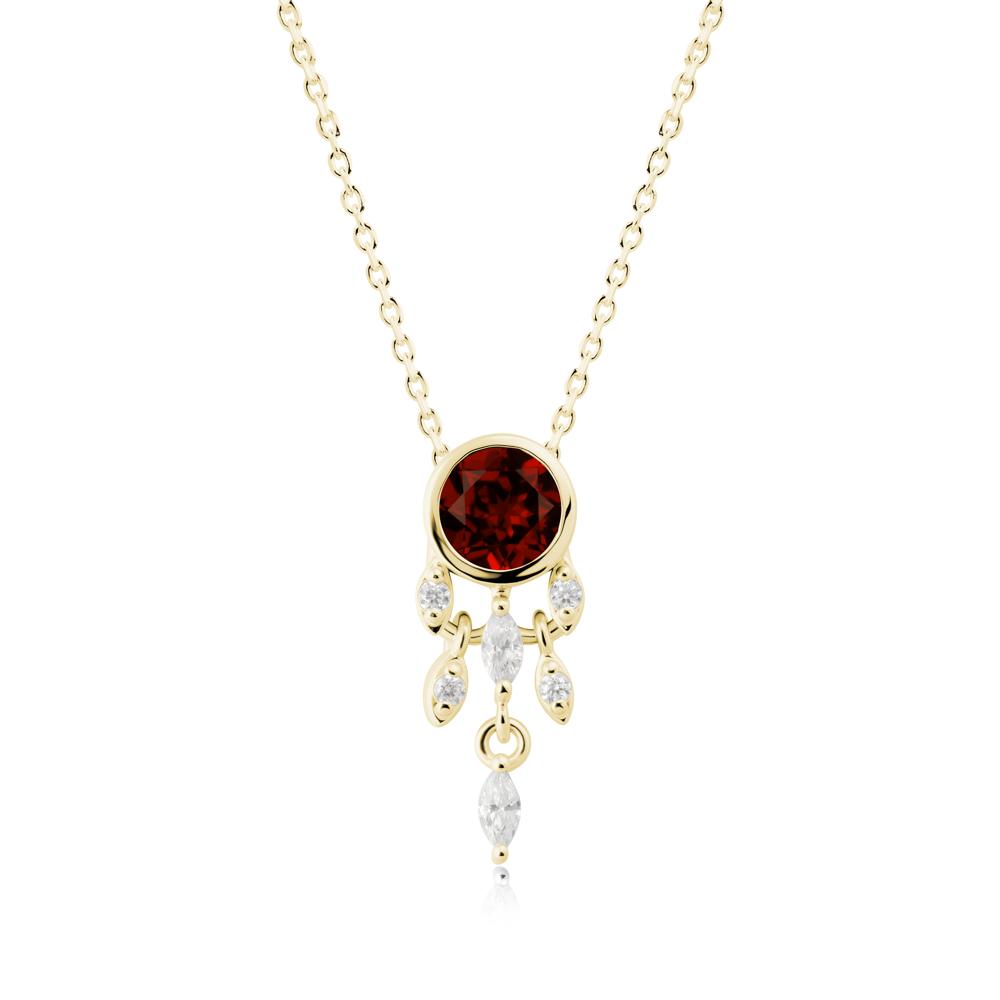 Dreamcatcher Inspired Garnet Necklace - LUO Jewelry #metal_18k yellow gold