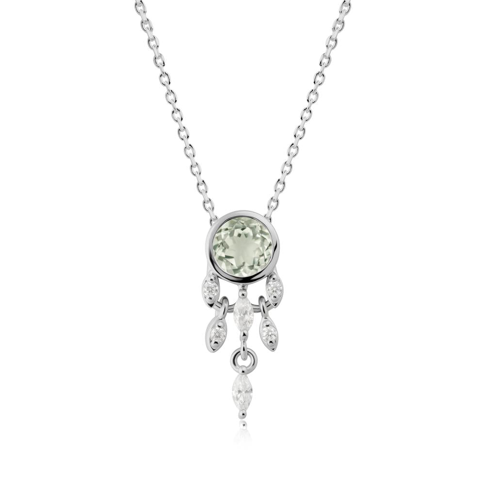 Bezel Set Round Green Amethyst Pendant - LUO Jewelry #metal_platinum