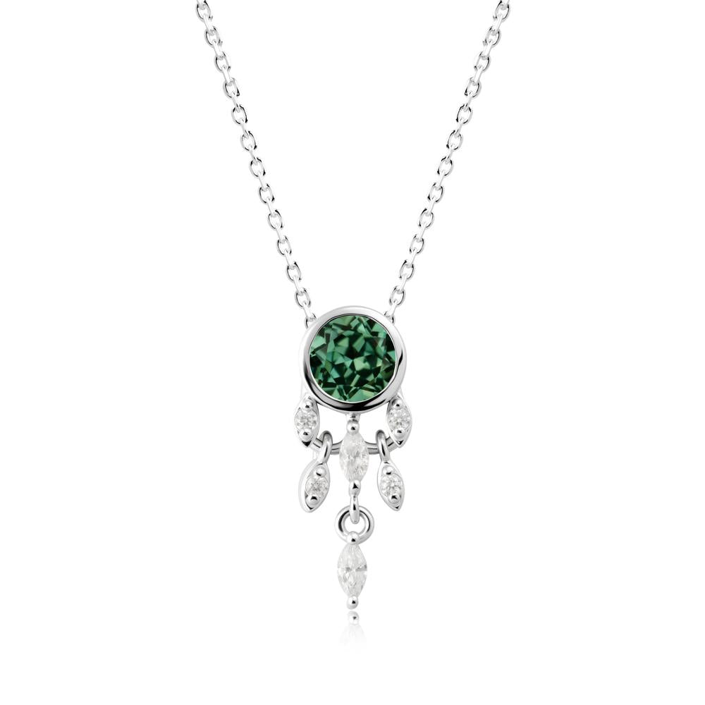 Bezel Set Round Green Sapphire Pendant - LUO Jewelry #metal_18k white gold