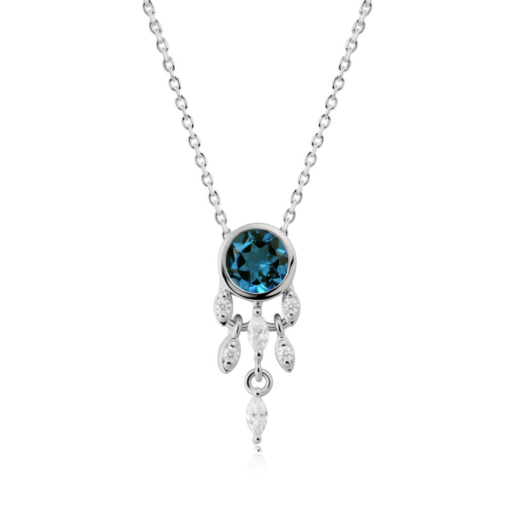 Bezel Set Round London Blue Topaz Pendant - LUO Jewelry #metal_platinum