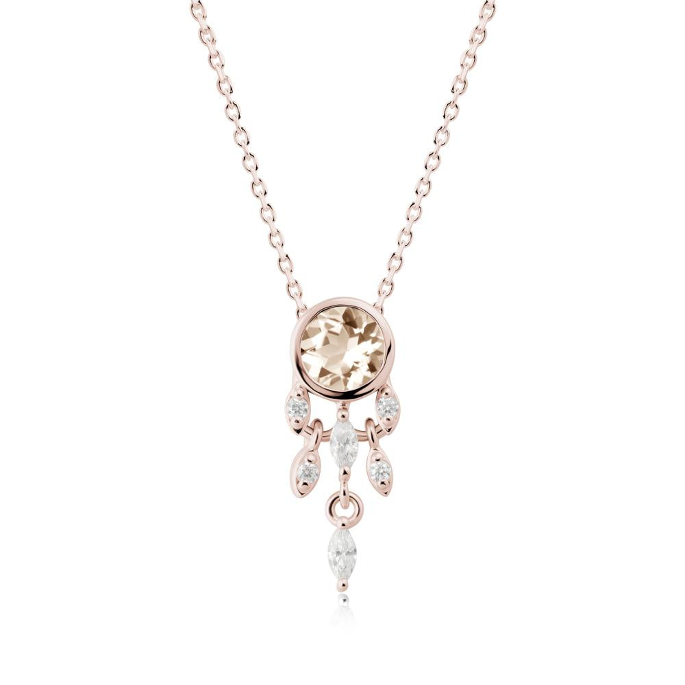 Bezel Set Round Morganite Pendant - LUO Jewelry #metal_14k rose gold