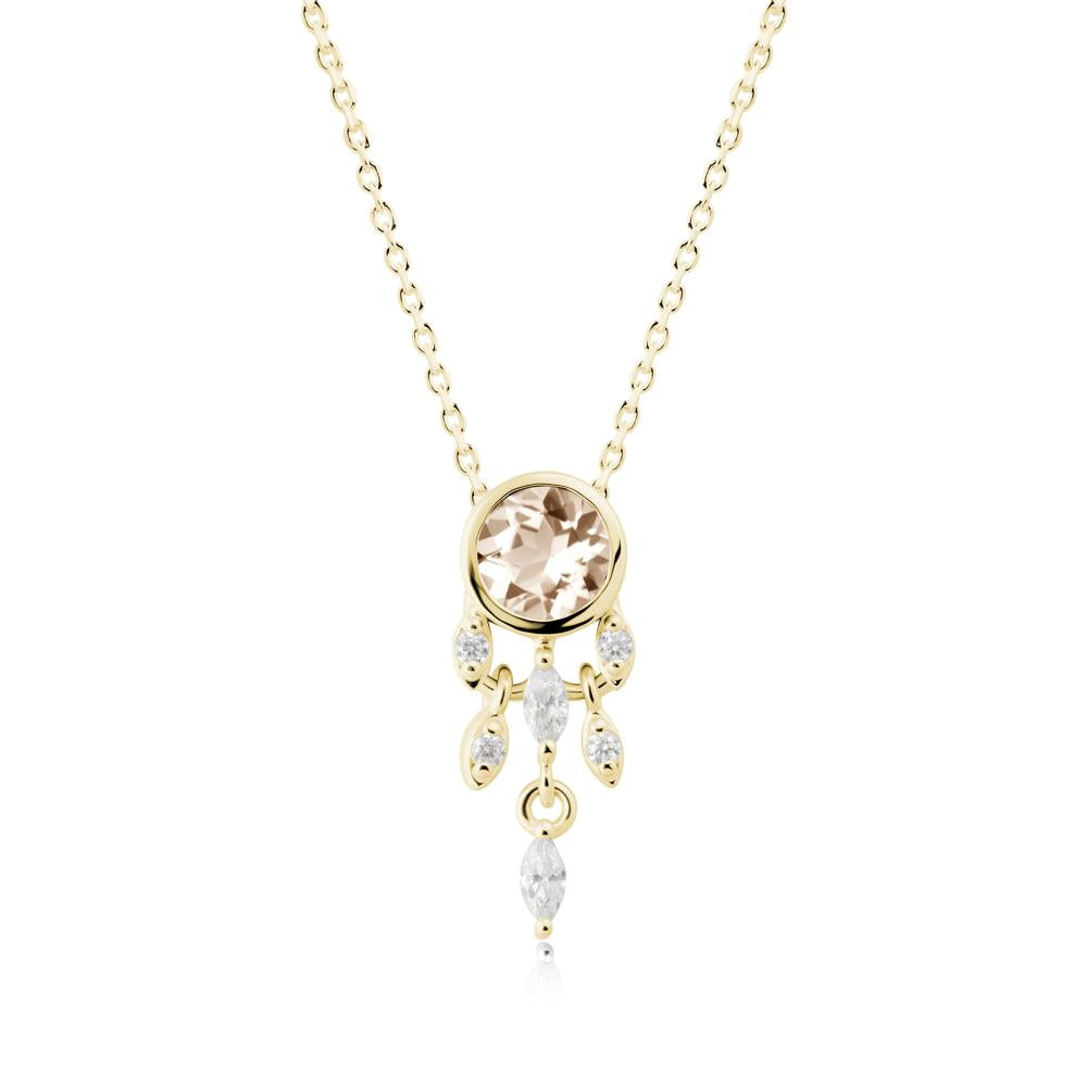 Bezel Set Round Morganite Pendant - LUO Jewelry #metal_18k yellow gold