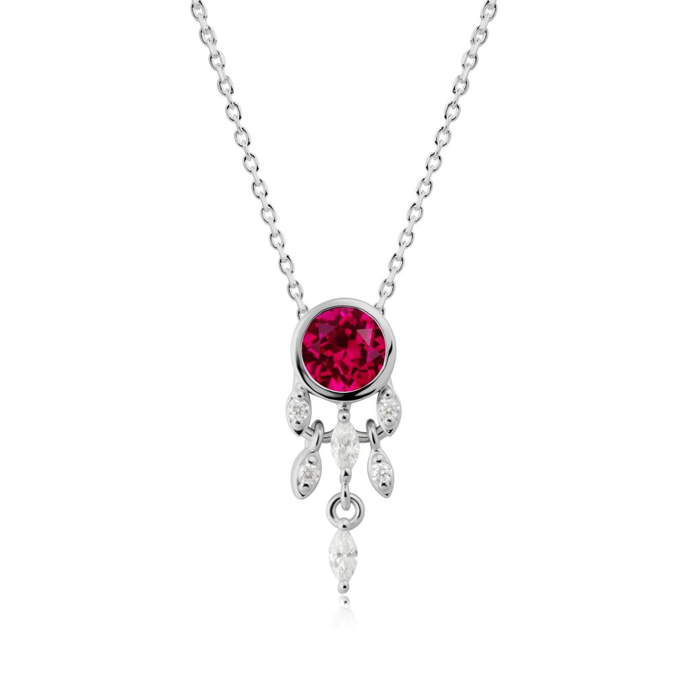Bezel Set Round Ruby Pendant - LUO Jewelry #metal_platinum