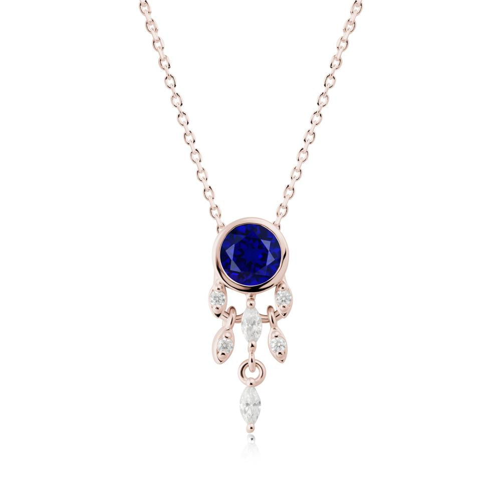 Dreamcatcher Inspired Sapphire Necklace - LUO Jewelry #metal_14k rose gold