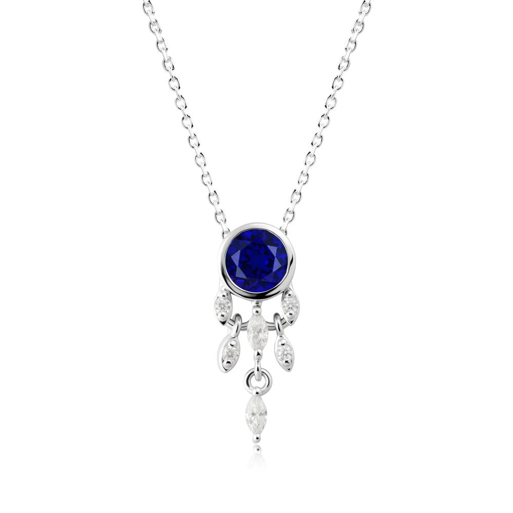 Dreamcatcher Inspired Sapphire Necklace - LUO Jewelry #metal_18k white gold