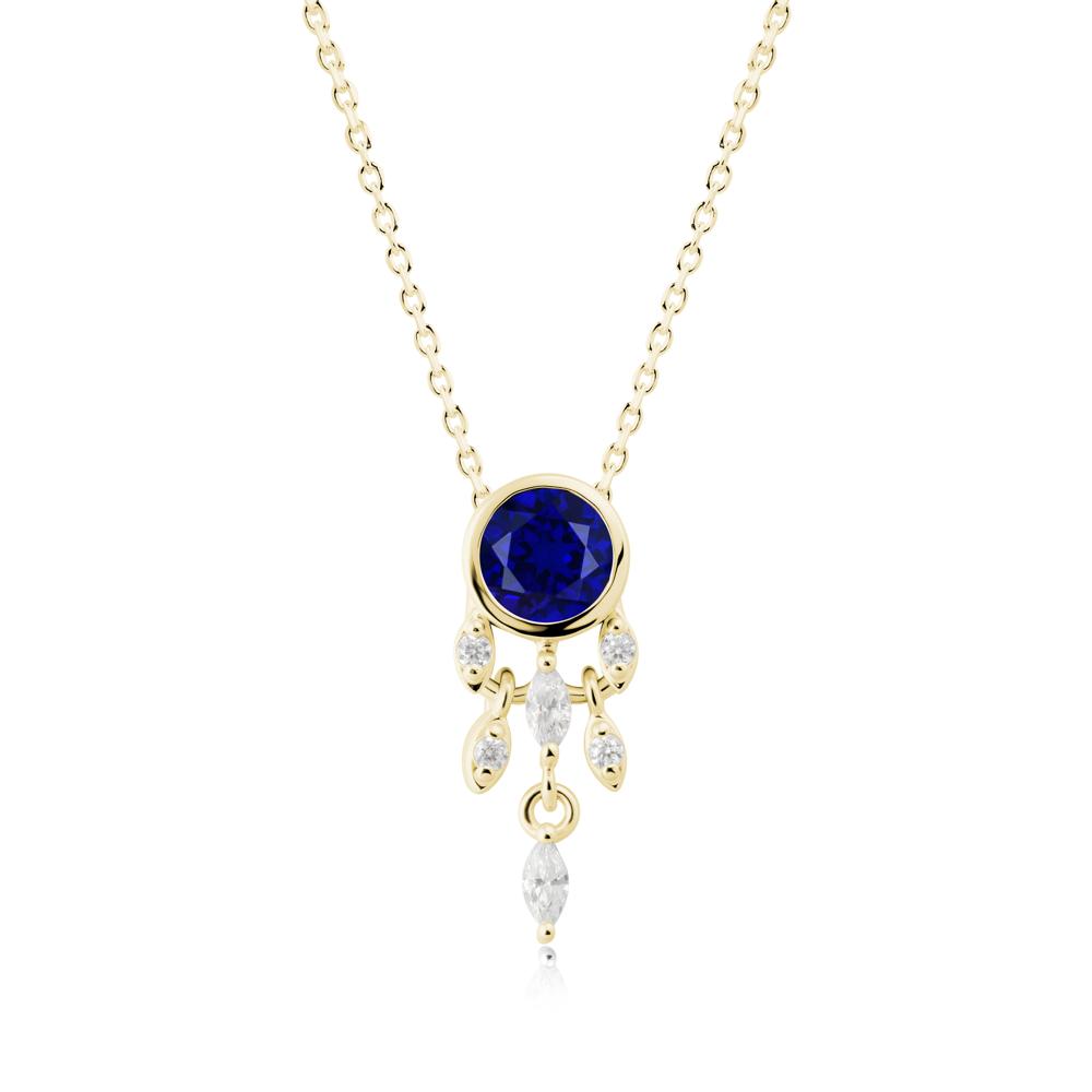 Dreamcatcher Inspired Sapphire Necklace - LUO Jewelry #metal_18k yellow gold