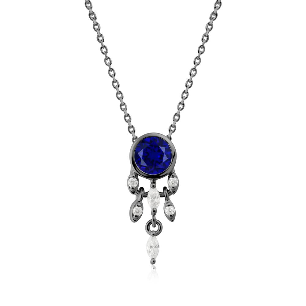 Dreamcatcher Inspired Sapphire Necklace - LUO Jewelry #metal_black finish sterling silver