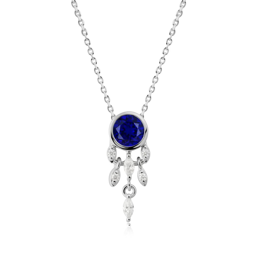 Dreamcatcher Inspired Sapphire Necklace - LUO Jewelry #metal_platinum