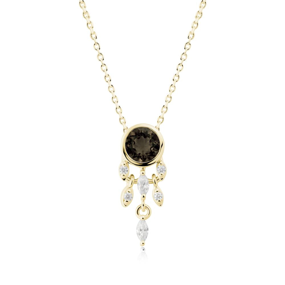 Dreamcatcher Inspired Smoky Quartz Necklace - LUO Jewelry #metal_18k yellow gold