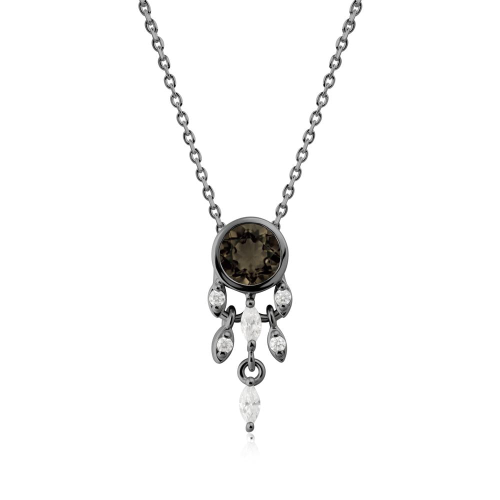 Dreamcatcher Inspired Smoky Quartz Necklace - LUO Jewelry #metal_black finish sterling silver