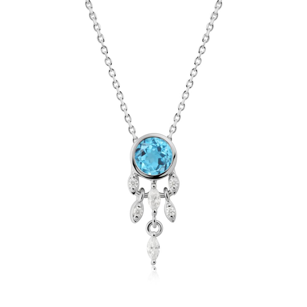 Bezel Set Round Swiss Blue Topaz Pendant - LUO Jewelry #metal_platinum
