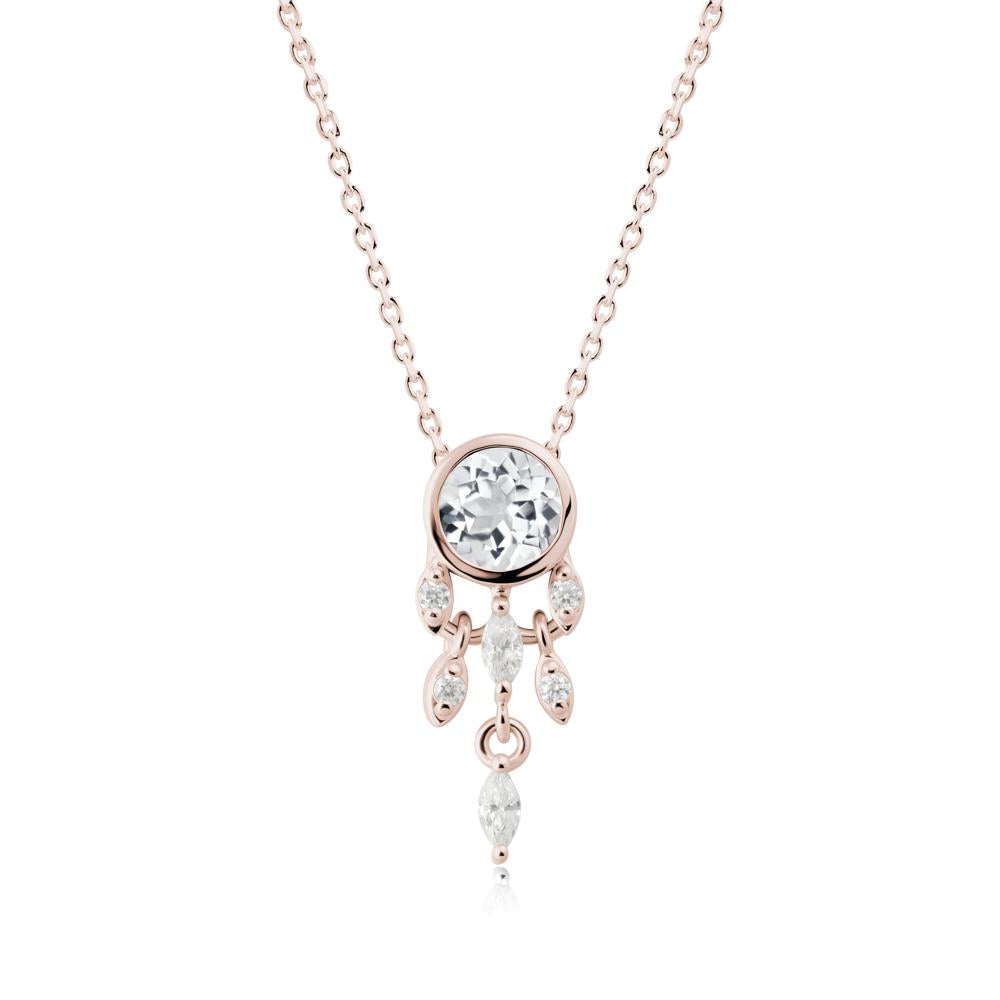 Dreamcatcher Inspired White Topaz Necklace - LUO Jewelry #metal_14k rose gold