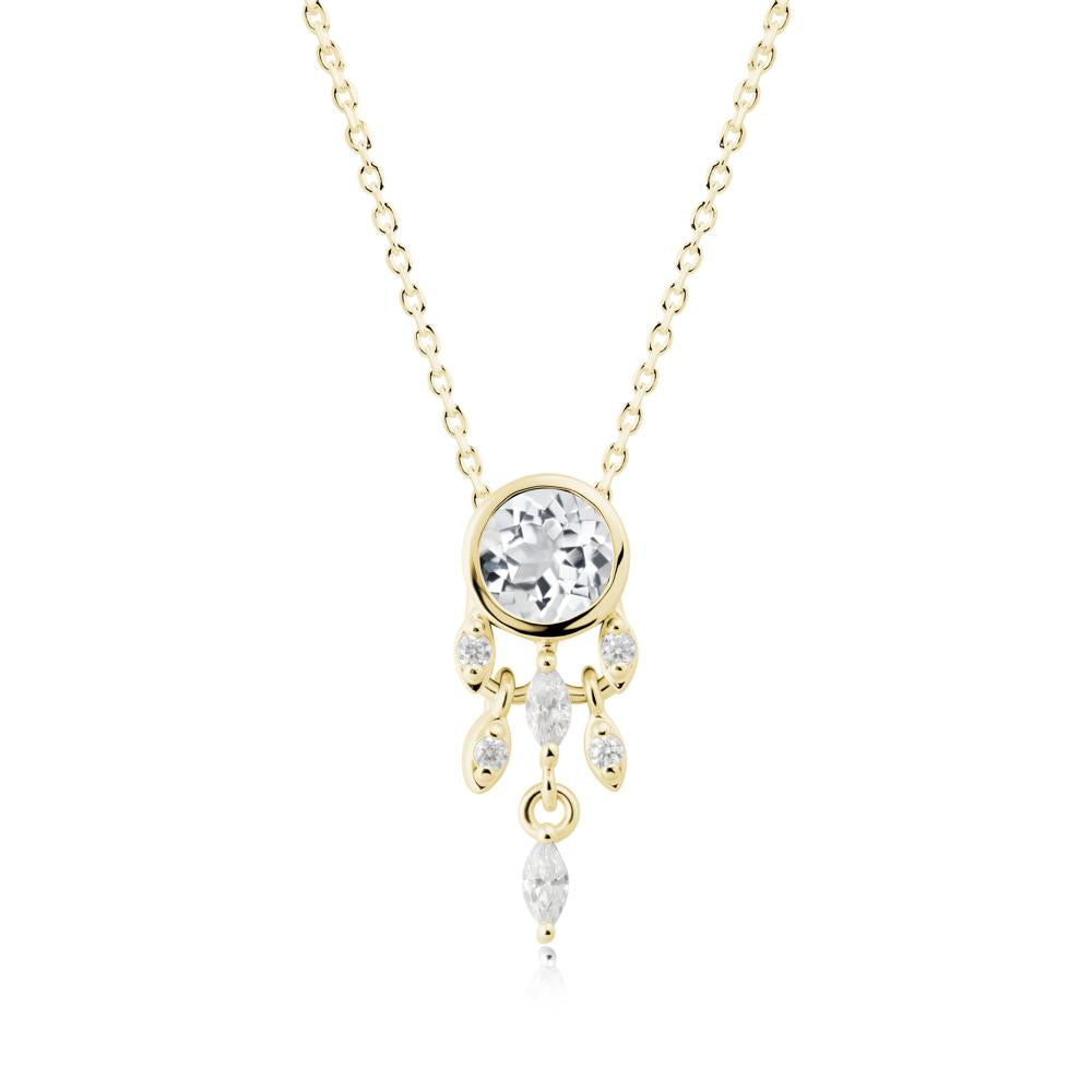 Dreamcatcher Inspired White Topaz Necklace - LUO Jewelry #metal_18k yellow gold