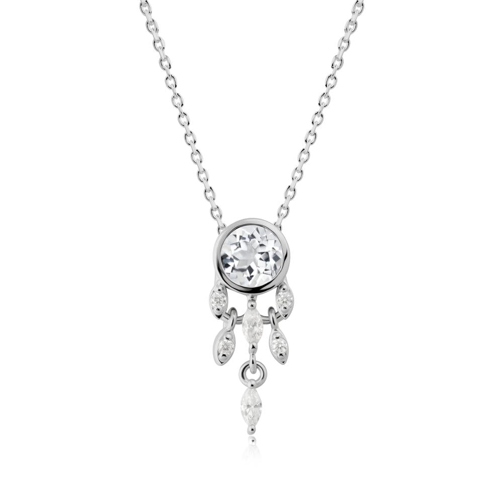 Dreamcatcher Inspired White Topaz Necklace - LUO Jewelry #metal_platinum