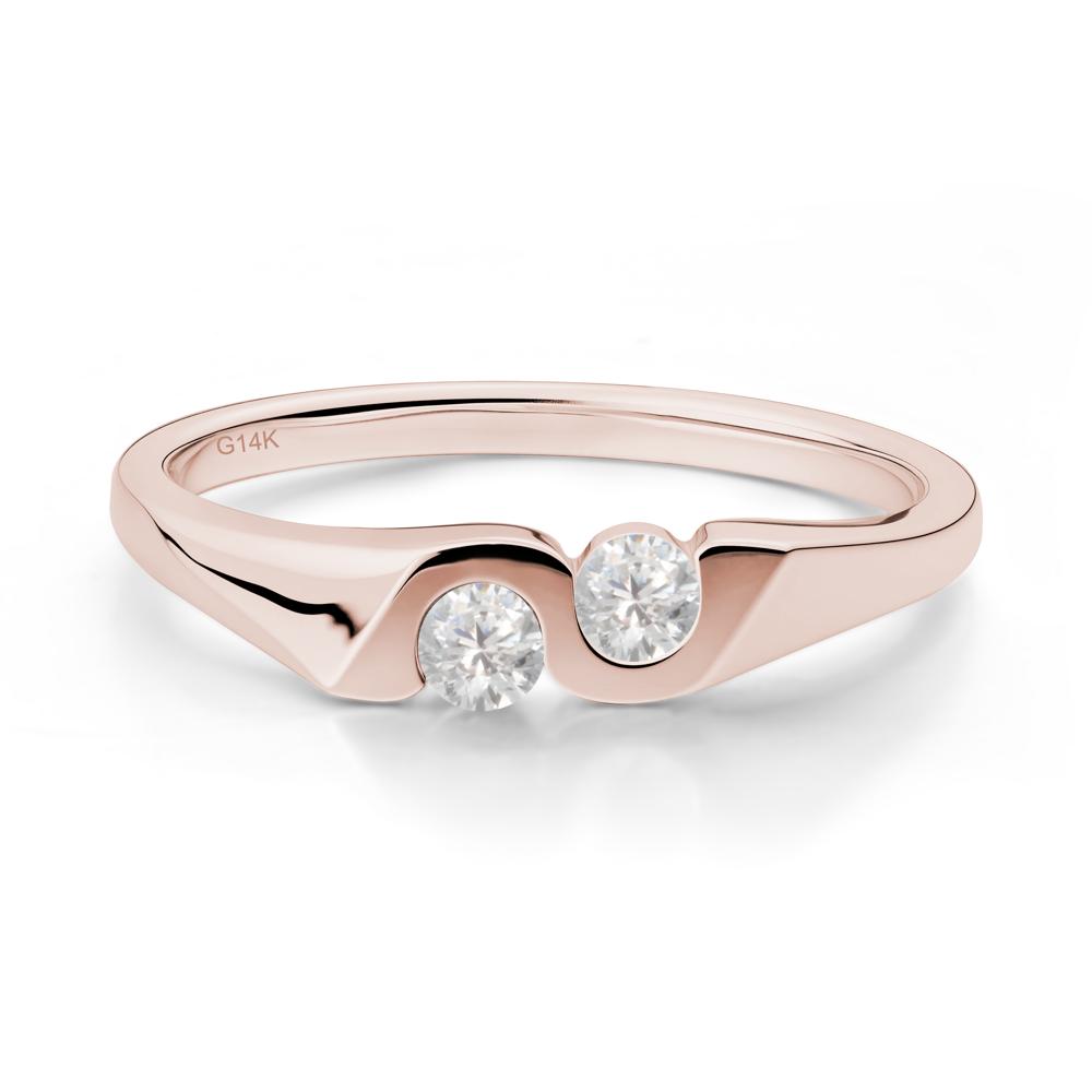 Cubic Zirconia Two Stone Promise Ring - LUO Jewelry #metal_14k rose gold
