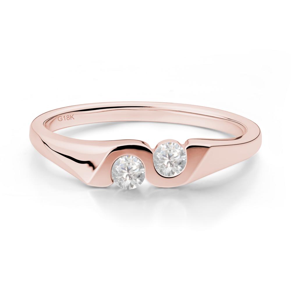 Cubic Zirconia Two Stone Promise Ring - LUO Jewelry #metal_18k rose gold