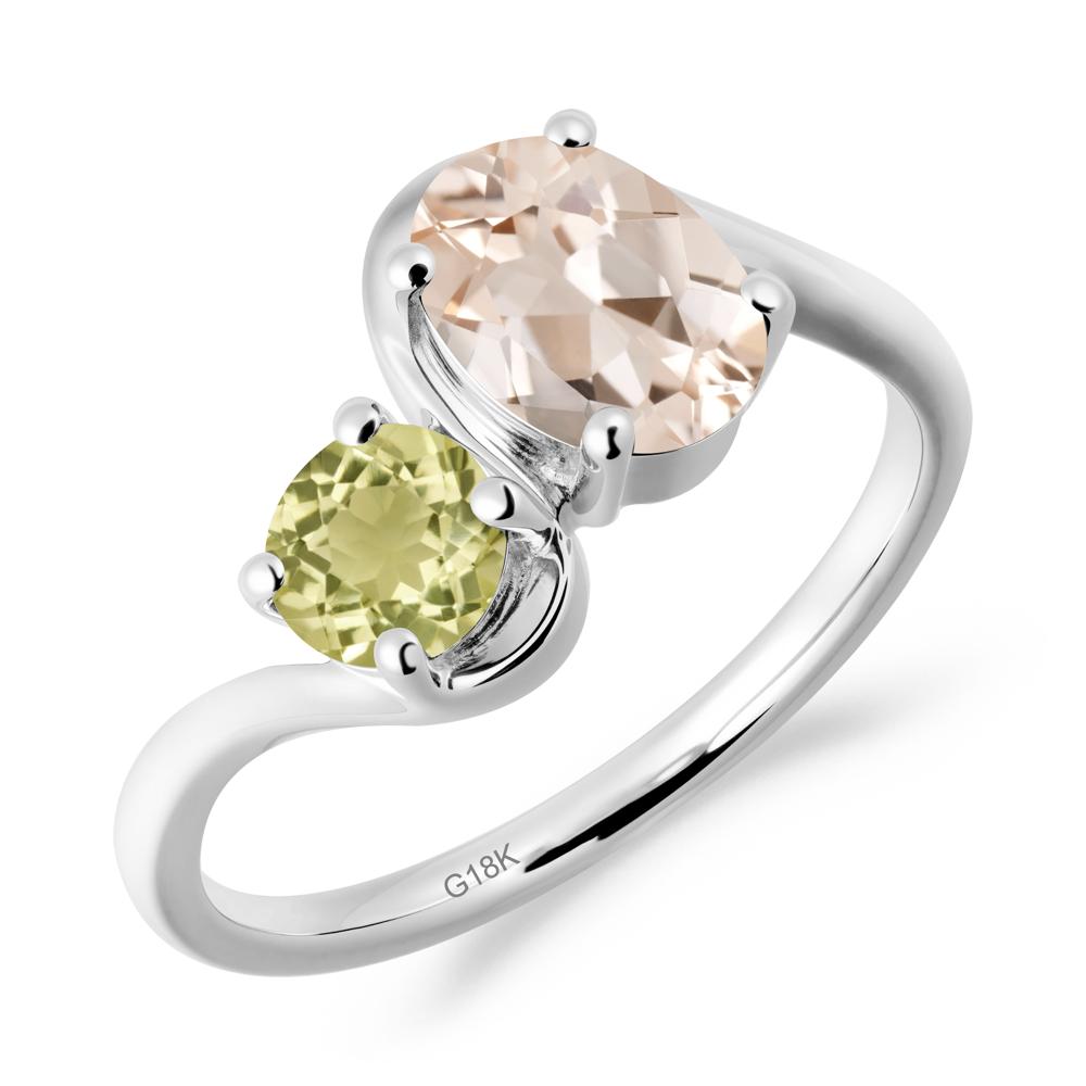 Wavy Bypass Ring with Morganite and Lemon Quartz - LUO Jewelry #metal_18k white gold