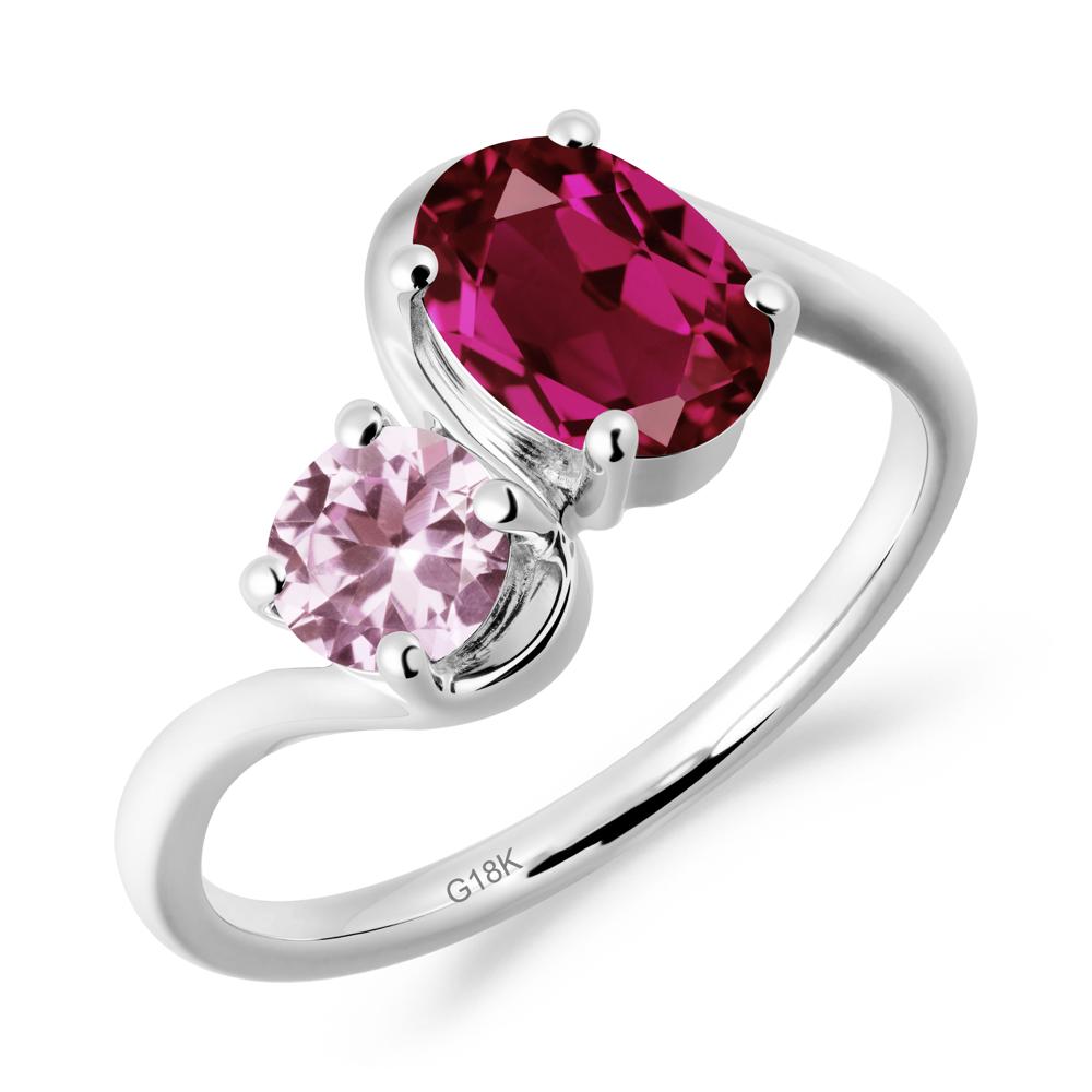 Wavy Bypass Ring with Ruby and Pink Sapphire - LUO Jewelry #metal_18k white gold