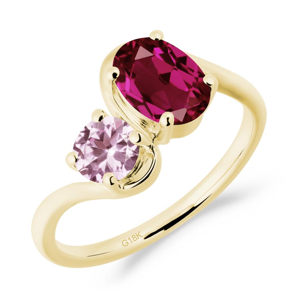 Wavy Bypass Ring with Ruby and Pink Sapphire - LUO Jewelry #metal_18k yellow gold