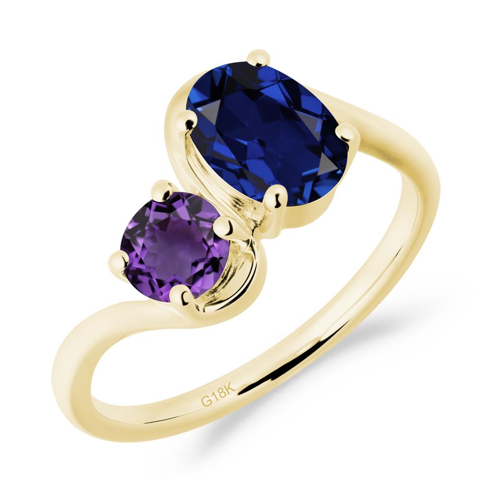 Wavy Bypass Sapphire and Amethyst Toi Et Moi Ring - LUO Jewelry #metal_18k yellow gold