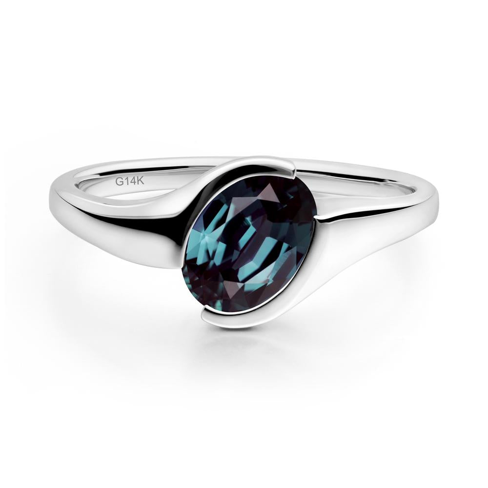 Oval Cut Alexandrite Solitaire Bypass Ring - LUO Jewelry #metal_14k white gold