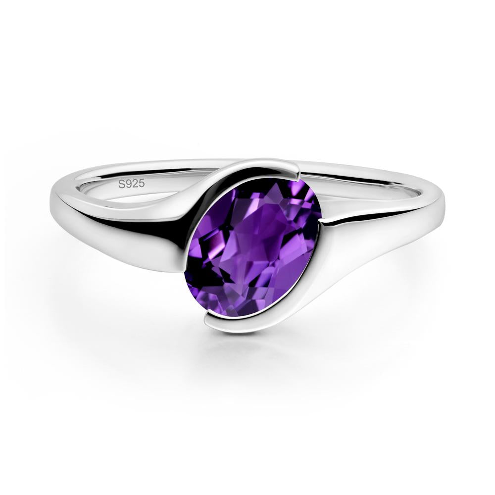 Oval Cut Amethyst Solitaire Bypass Ring - LUO Jewelry #metal_sterling silver