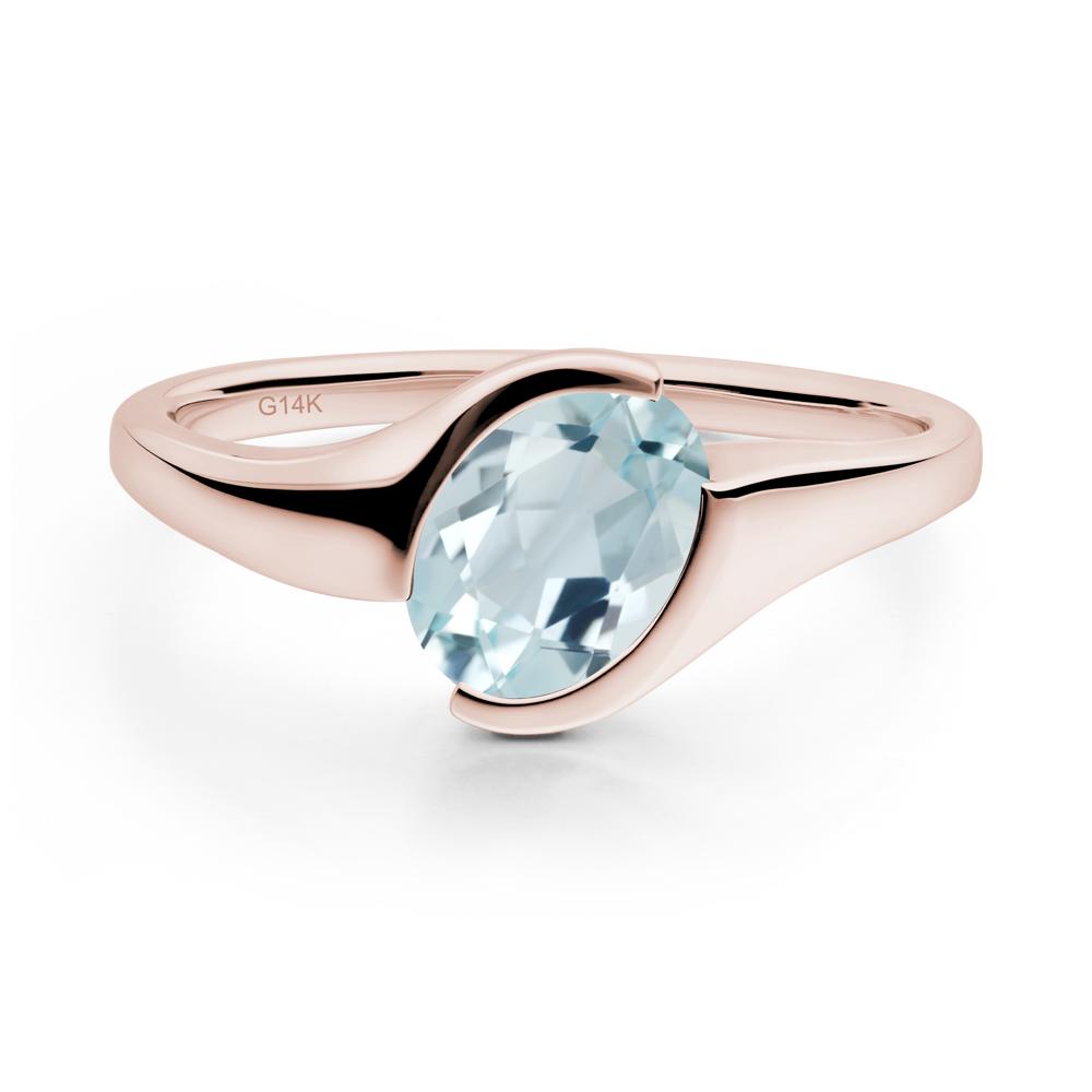 Oval Aquamarine Tension Ring - LUO Jewelry #metal_14k rose gold