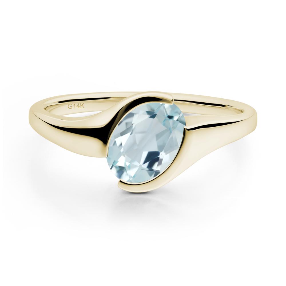 Oval Aquamarine Tension Ring - LUO Jewelry #metal_14k yellow gold