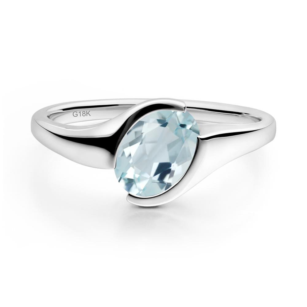 Oval Aquamarine Tension Ring - LUO Jewelry #metal_18k white gold