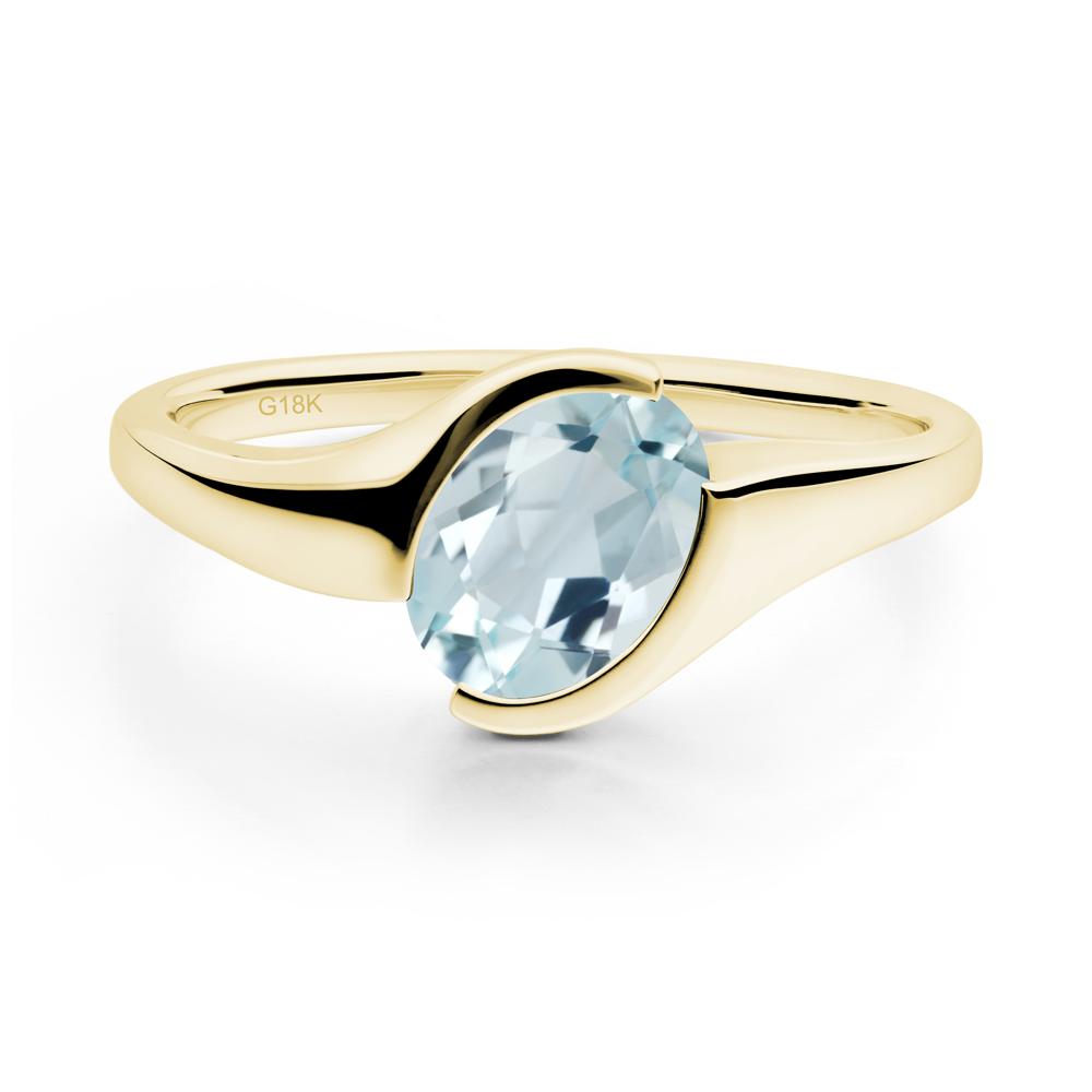 Oval Aquamarine Tension Ring - LUO Jewelry #metal_18k yellow gold