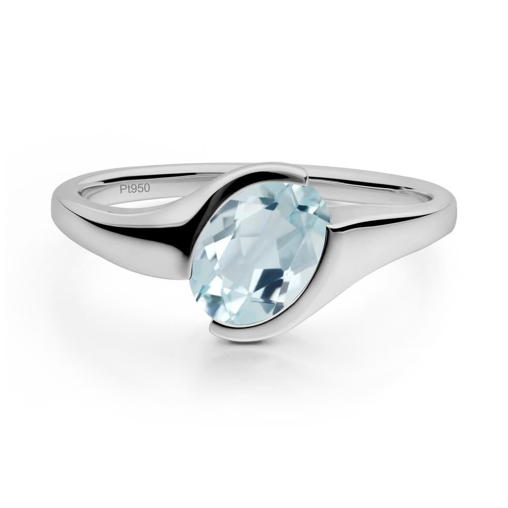 Oval Aquamarine Tension Ring - LUO Jewelry #metal_platinum