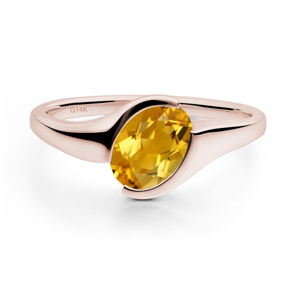 Oval Citrine Tension Ring - LUO Jewelry #metal_14k rose gold