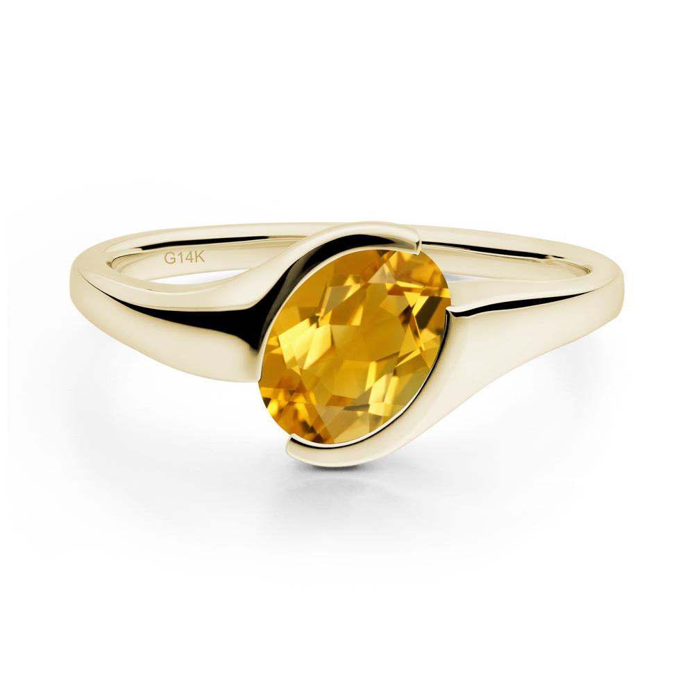 Oval Citrine Tension Ring - LUO Jewelry #metal_14k yellow gold