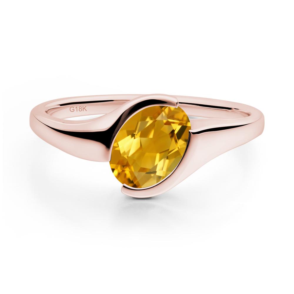 Oval Citrine Tension Ring - LUO Jewelry #metal_18k rose gold