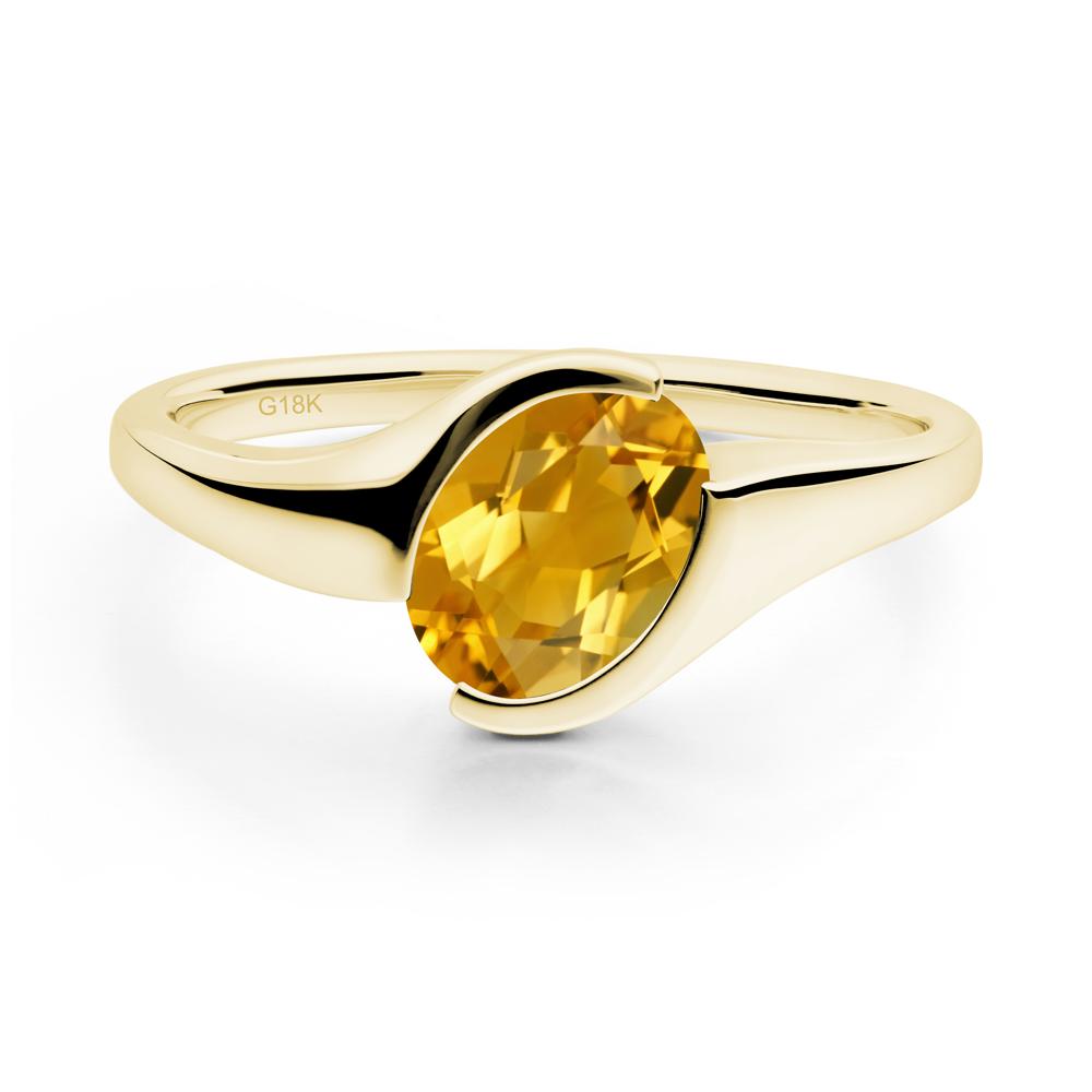 Oval Citrine Tension Ring - LUO Jewelry #metal_18k yellow gold