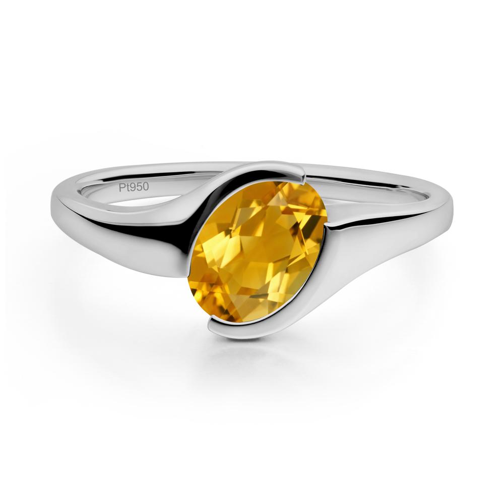 Oval Citrine Tension Ring - LUO Jewelry #metal_platinum