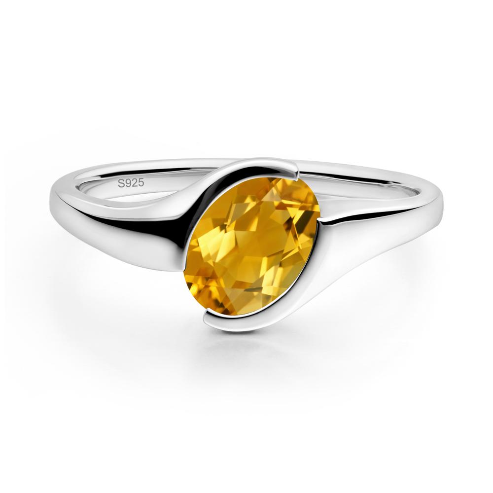 Oval Citrine Tension Ring - LUO Jewelry #metal_sterling silver