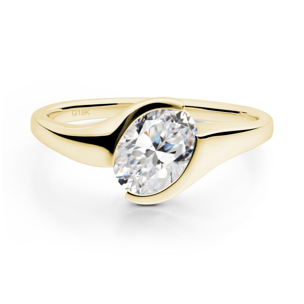 Oval Cubic Zirconia Tension Ring - LUO Jewelry #metal_18k yellow gold