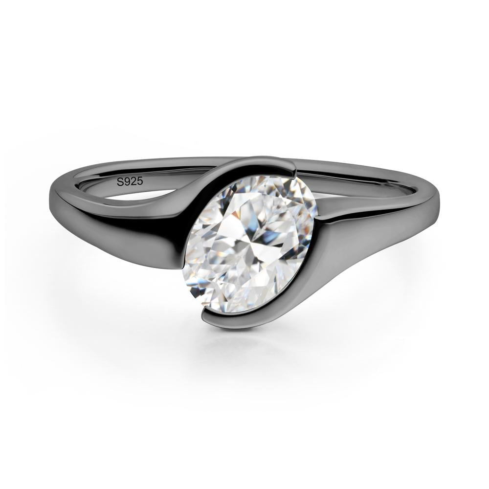 Oval Cubic Zirconia Tension Ring - LUO Jewelry #metal_black finish sterling silver