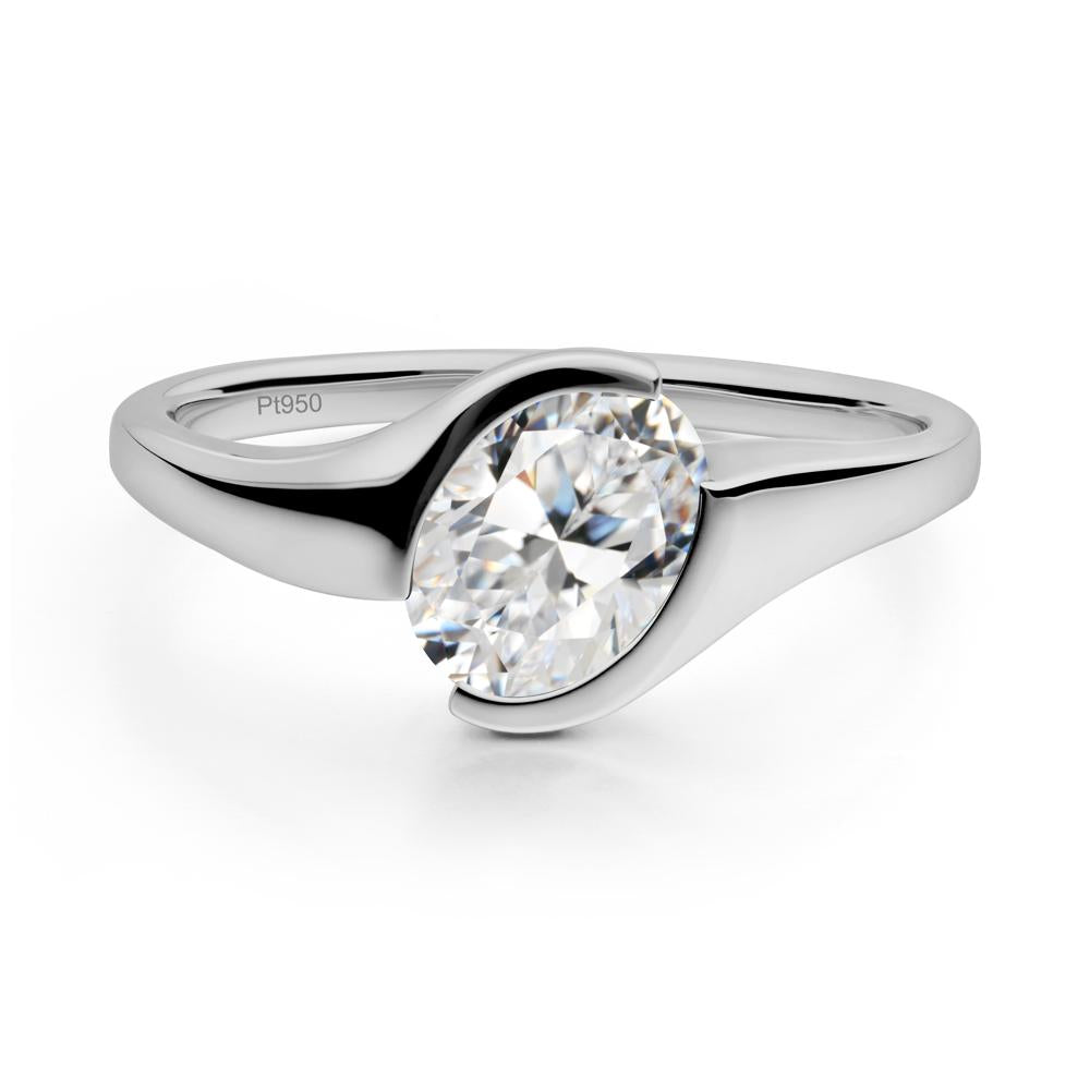 Oval Cubic Zirconia Tension Ring - LUO Jewelry #metal_platinum