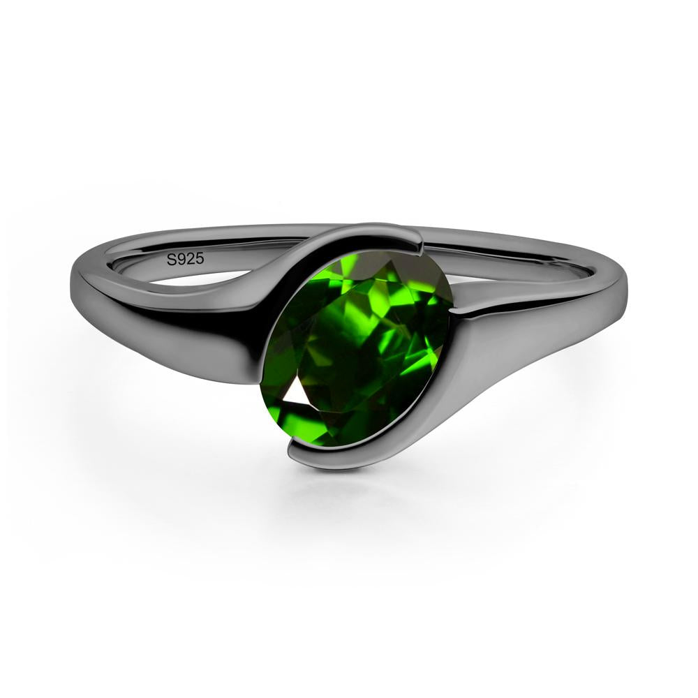Oval Diopside Tension Ring - LUO Jewelry #metal_black finish sterling silver