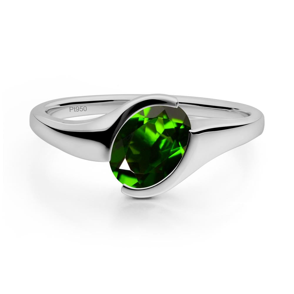 Oval Diopside Tension Ring - LUO Jewelry #metal_platinum