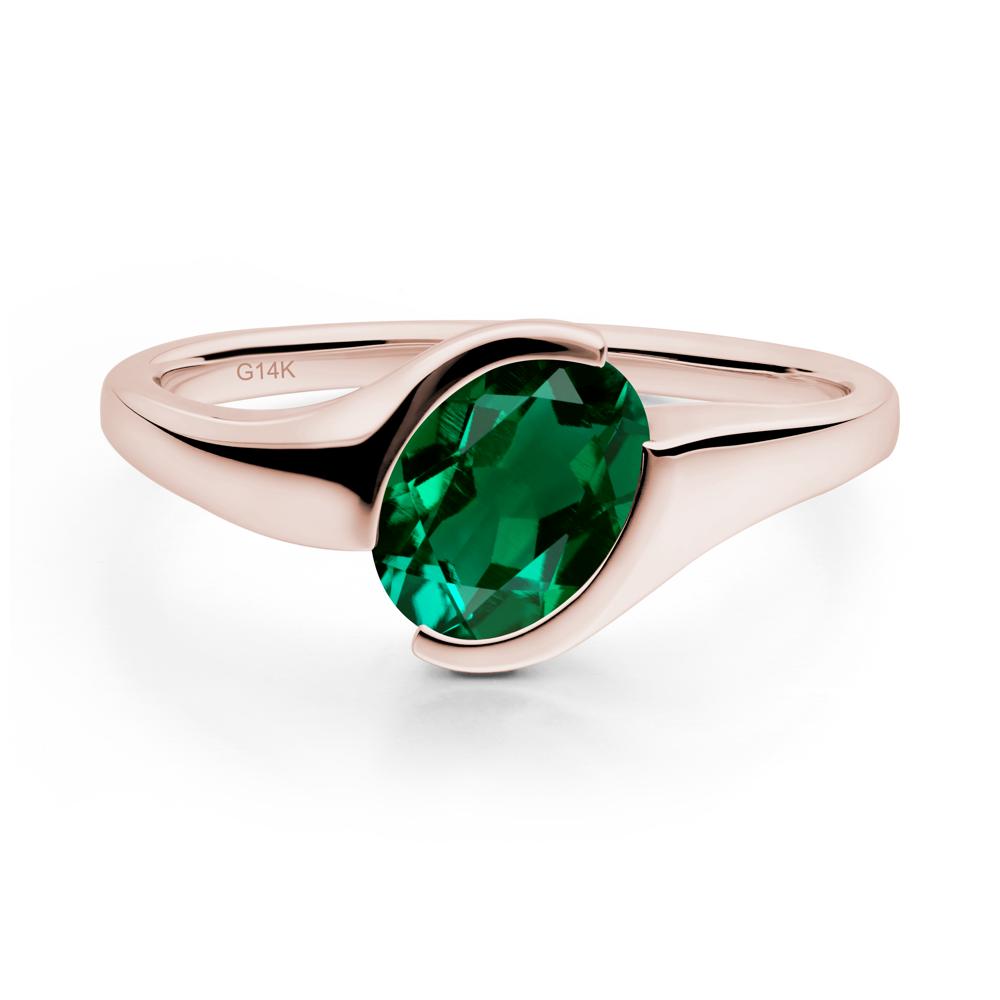 Oval Cut Emerald Solitaire Bypass Ring - LUO Jewelry #metal_14k rose gold