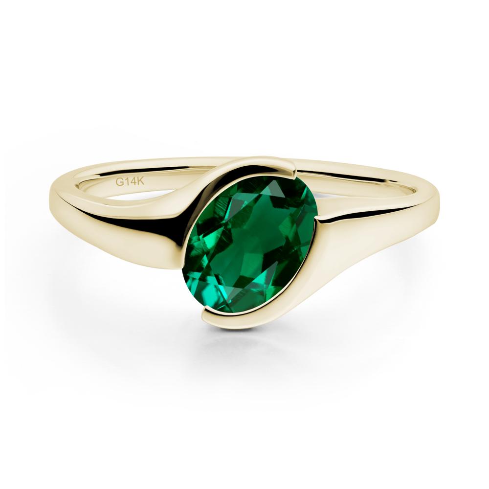 Oval Cut Emerald Solitaire Bypass Ring - LUO Jewelry #metal_14k yellow gold