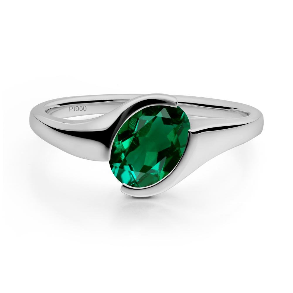 Oval Cut Emerald Solitaire Bypass Ring - LUO Jewelry #metal_platinum