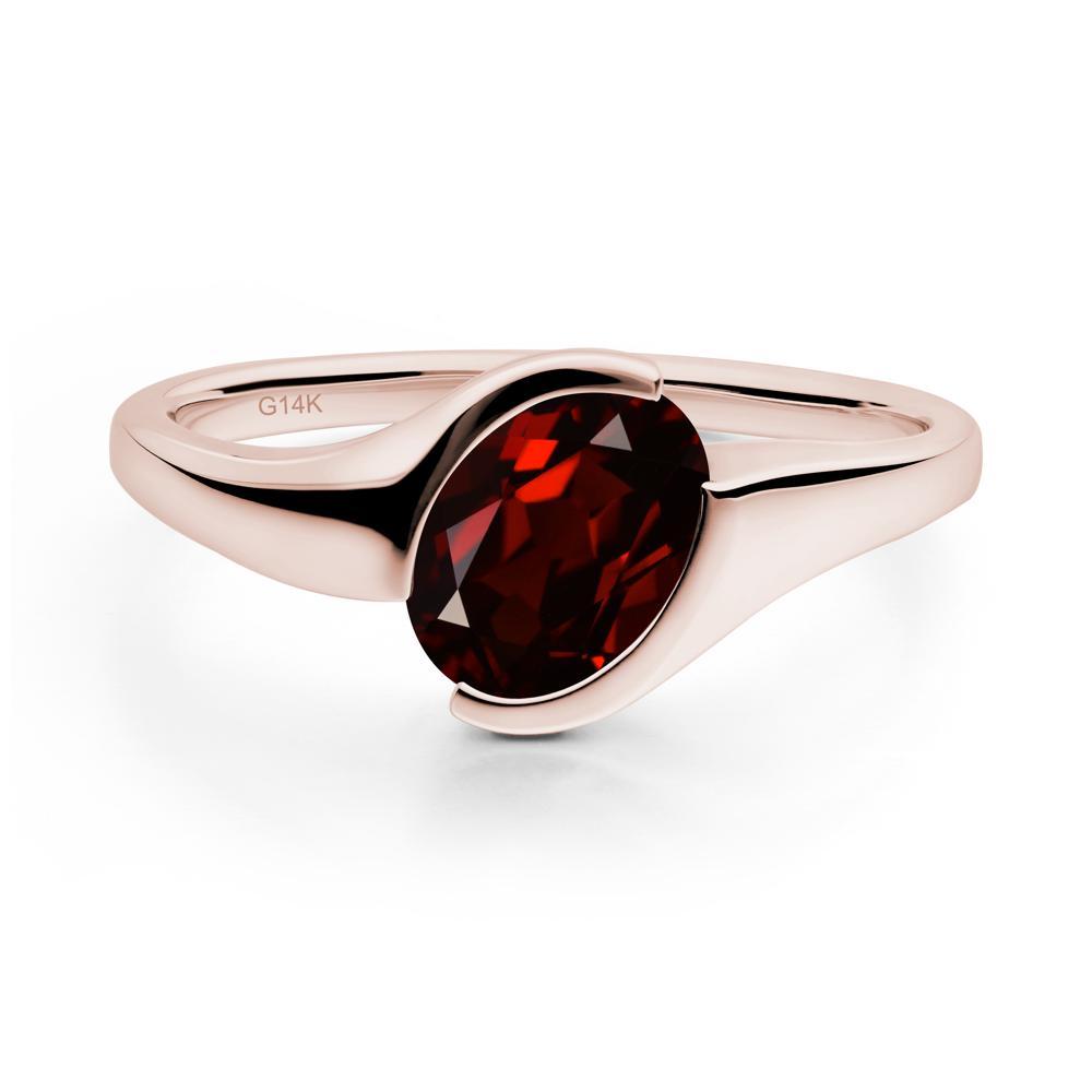 Oval Garnet Tension Ring - LUO Jewelry #metal_14k rose gold