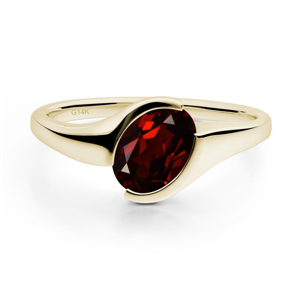 Oval Garnet Tension Ring - LUO Jewelry #metal_14k yellow gold