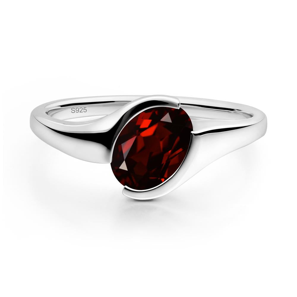 Oval Garnet Tension Ring - LUO Jewelry #metal_sterling silver